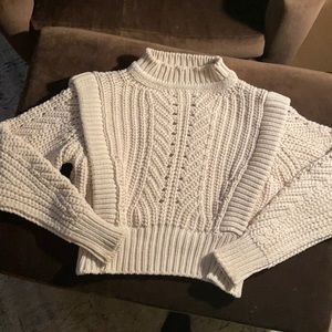 Isabel marant cropped cable knit sweater with sleeve detail